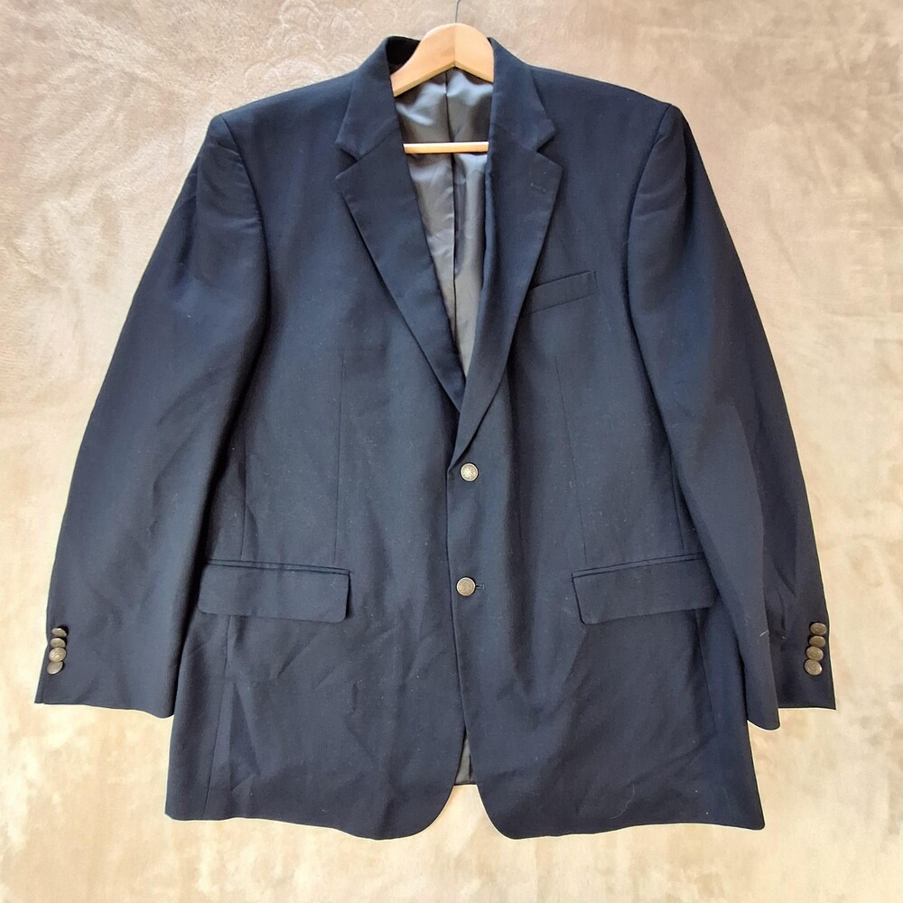 Oscar De La Renta Blazer Mens 48 Long Blue Wool Ventless 2 Button Sport Coat